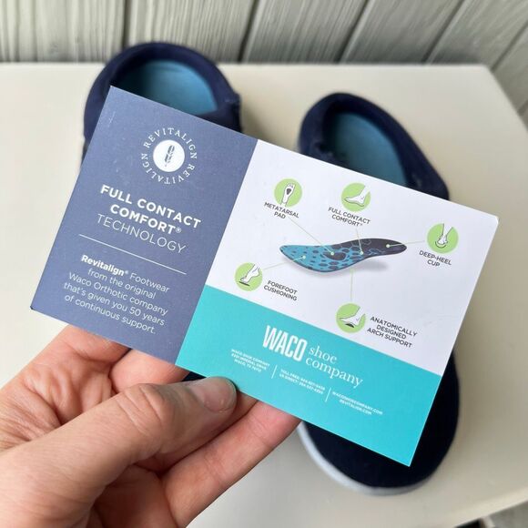 Revitalign Eden Wool Suede Orthopedic Slip-On Clog Navy Grey SZ 9B NWOB - Picture 3 of 12